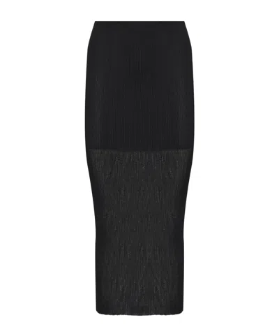 Alberta Ferretti Ribbed-knit Skirt In Black