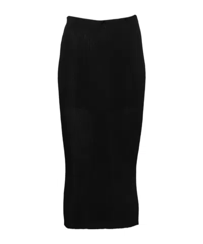 Alberta Ferretti Ribbed Midi Skirt In Black