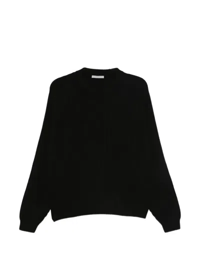 Alberta Ferretti Ribbed Raglan-sleeve Sweater In Black