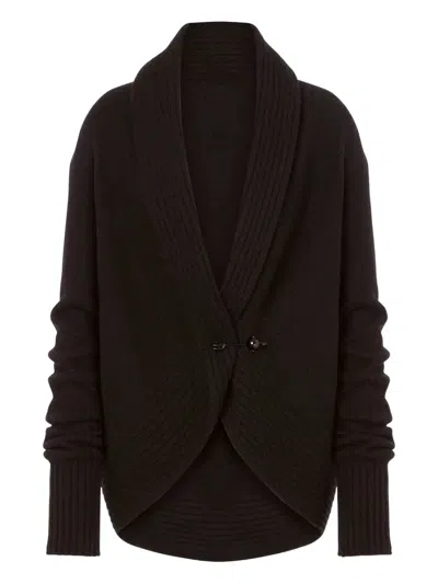 Alberta Ferretti Ribbed Shawl-collar Cardigan In Black