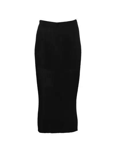 Alberta Ferretti Ribbed-knit Midi Skirt In Black