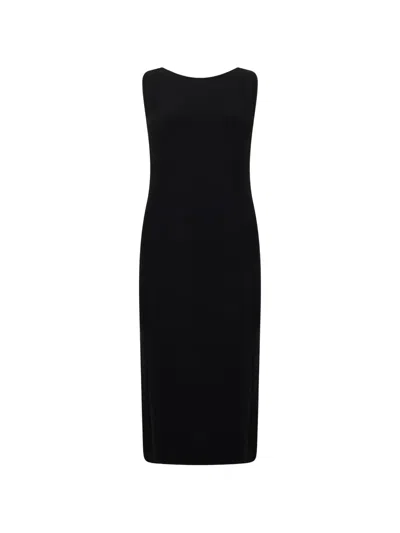 Alberta Ferretti Ribbed-knit Open-back Midi Dress In Black