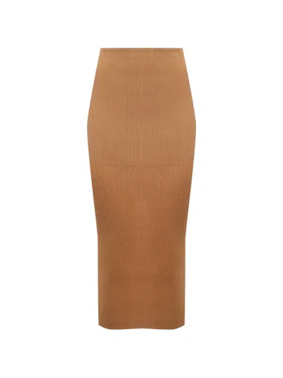 Alberta Ferretti Ribbed-knit Skirt In Brown