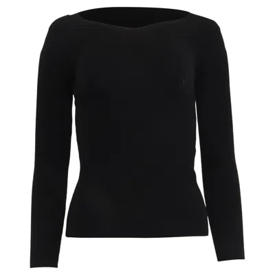 Alberta Ferretti Ribbed-knit Sweater In Black Viscose