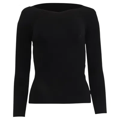 Pre-owned Alberta Ferretti Ribbed-knit Sweater In Black Viscose