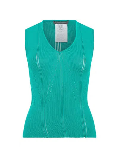 Alberta Ferretti Ribbed-knit Tank Top In Green