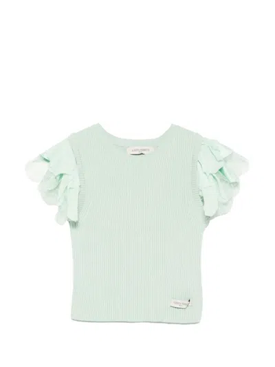 Alberta Ferretti Kids' Ribbed-knit T-shirt In Green