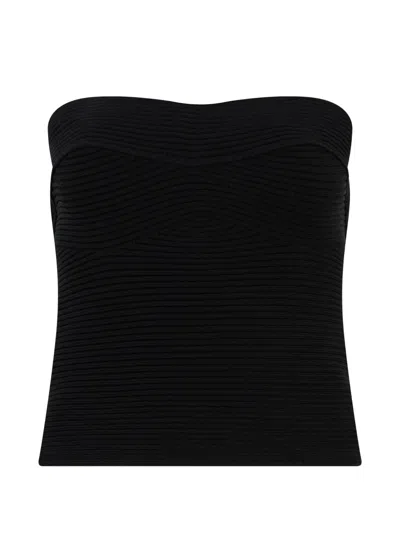 Alberta Ferretti Ribbed-knit Tube Top In Black