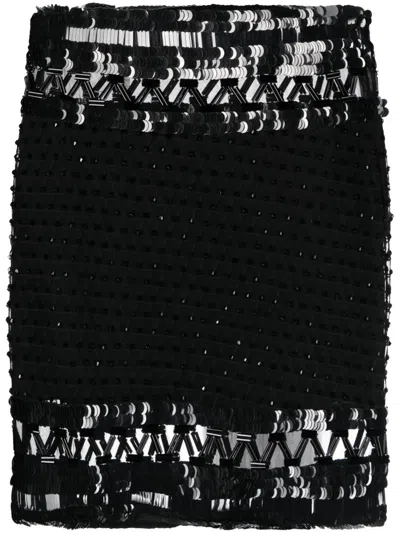 Alberta Ferretti Alberta Ferreti Embellished Mesh Mini Skirt In Black