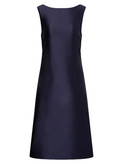 Alberta Ferretti Rich Blue Satin Open Back Midi Dress