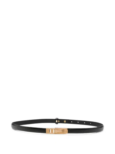 Alberta Ferretti Ridged-buckle Leather Belt In Black
