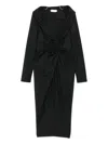 Alberta Ferretti Rosette Draped Dress In Black