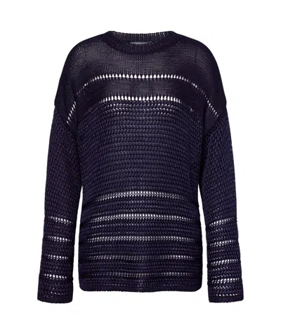 Alberta Ferretti Round-collar Hollow Sweater In Black