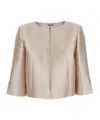 Alberta Ferretti Round Collar Short Jacket In Nude