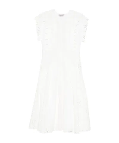 Alberta Ferretti Ruffled Eyelet Dress In White