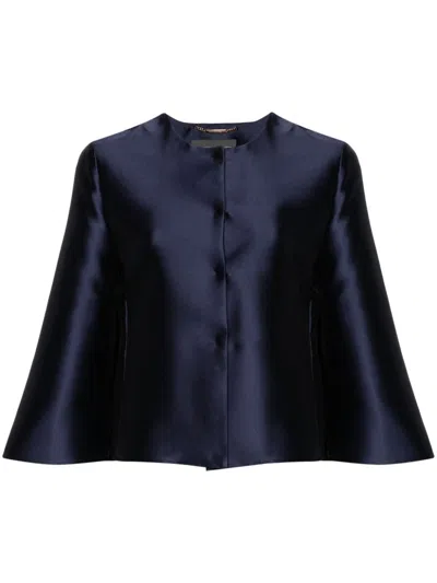 Alberta Ferretti Round-neck Satin Bolero In Blue