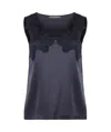 Alberta Ferretti Satin Tank Top In Black