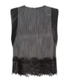 Alberta Ferretti Lace-trim Sleeveless Crop Top In Black
