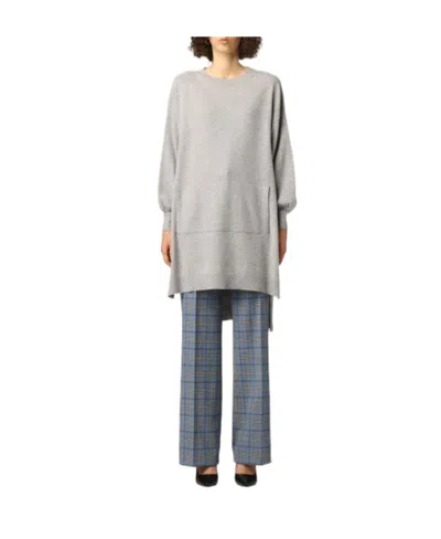 Alberta Ferretti Round-necked Sweater In Gray