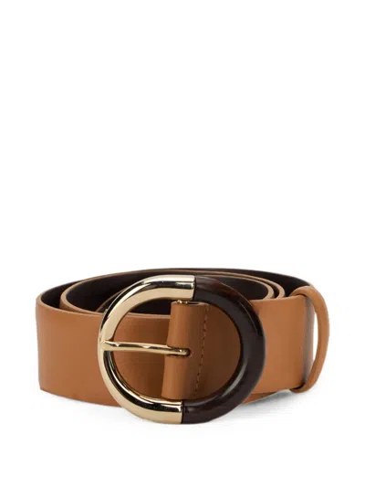 Alberta Ferretti Round-buckle Leather Belt In Brown