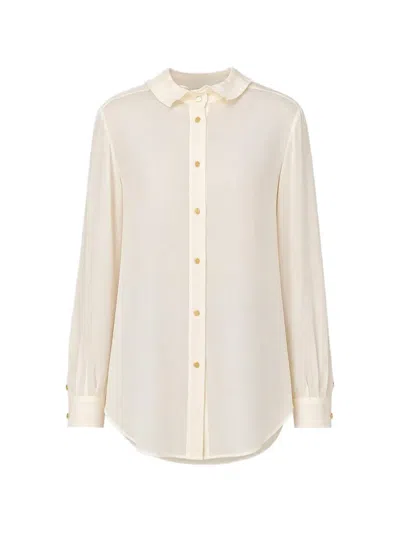 Alberta Ferretti Rounded-tip Collar Long-sleeved Shirt In Neutral