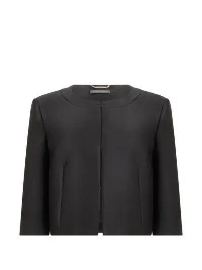 Alberta Ferretti Round-neck Cropped Jacket In Blue