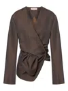 Alberta Ferretti Ruched-detailing Blouse In Brown
