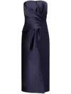 Alberta Ferretti Ruched Midi Dress In Blue