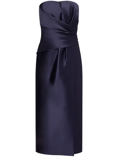 Alberta Ferretti Ruched Midi Dress In Blue