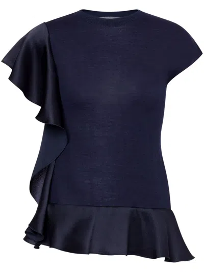 Alberta Ferretti Ruffle-detail Blouse In 蓝色