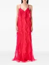 Alberta Ferretti Alberta Ferreti Chiffon Ruffled Long Dress In Pink