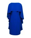 Alberta Ferretti Blue Cape Dress With Ruffle Detailing In Acetate Woman In Blue