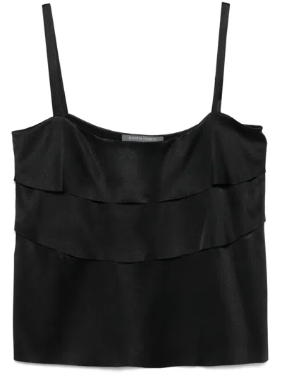 Alberta Ferretti Ruffle-detail Top In Black