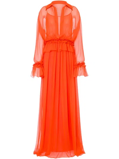 Alberta Ferretti Ruffle-detailed Maxi Dress In Red