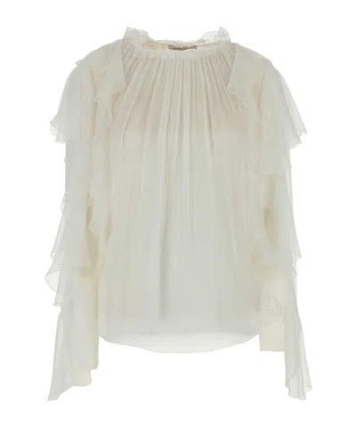 Alberta Ferretti Ruffle-detailing Blouse In White