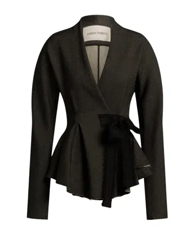 Alberta Ferretti Ruffled Blazer In Black