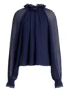 Alberta Ferretti Ruffled Blouse In Blue