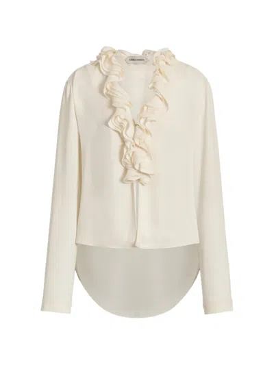 Alberta Ferretti Ruffled Blouse In Neutral