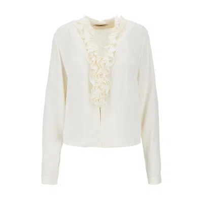 Alberta Ferretti Ruffled Blouse In Neutral