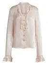 Alberta Ferretti Ruffled Buttoned Shirt In Neutral