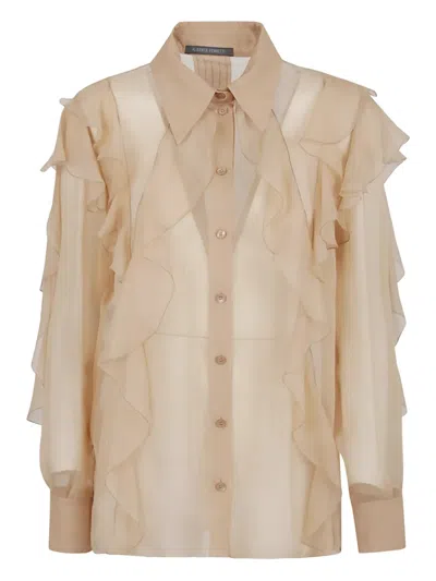 ALBERTA FERRETTI RUFFLED CHIFFON SHIRT