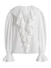 Alberta Ferretti Ruffled-collar Blouse In White