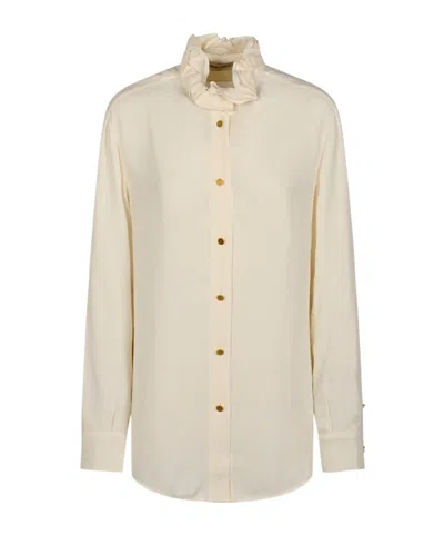 Alberta Ferretti Ruffled Collar Button Shirt In Neutral