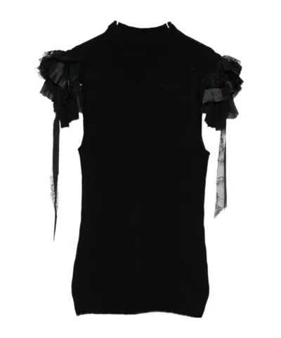 ALBERTA FERRETTI RUFFLED-DETAIL BLOUSE