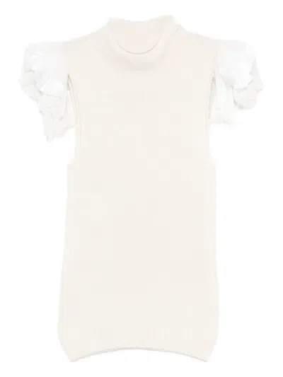 Alberta Ferretti Ruffled-detail Top In Neutral