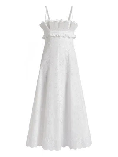 Alberta Ferretti Sangallo Lace Summer Dress In White