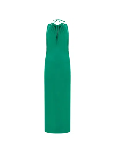 Alberta Ferretti Ruffled Halterneck Maxi Dress In Green