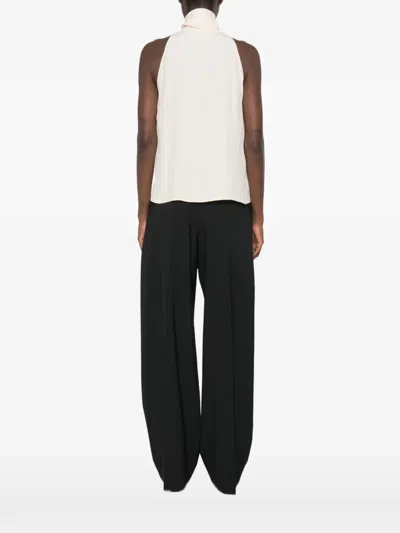Alberta Ferretti Ruffled Halterneck Top In White