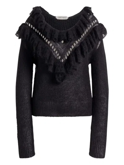 Alberta Ferretti Ruffled Knitwear In Black