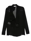 Alberta Ferretti Ruffled Long-sleeve Blouse In Black